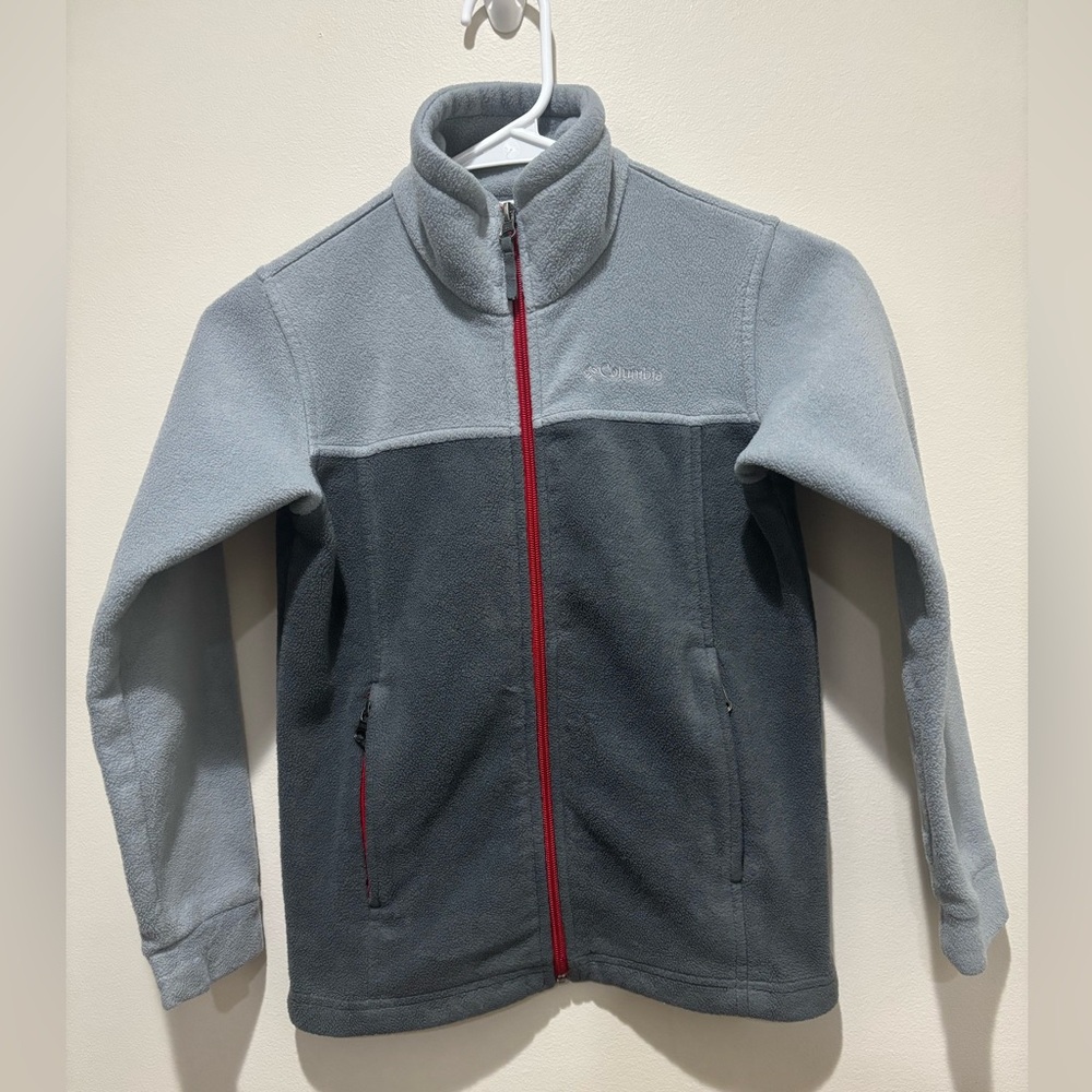Columbia Fleece Full Zip Jacket for Kids Youth Small, Two Tone Gray